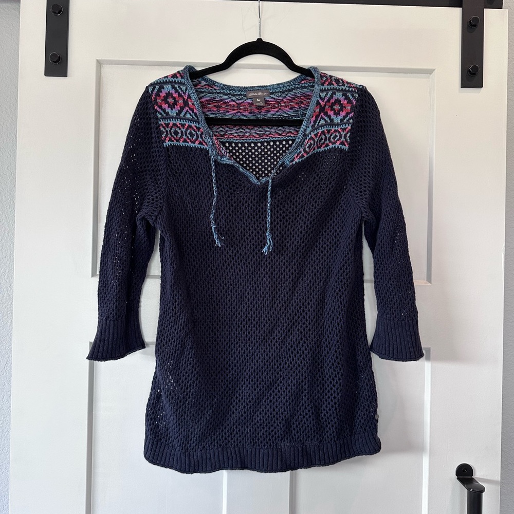 Eddie Bauer beachside jacquard tunic sweater XL